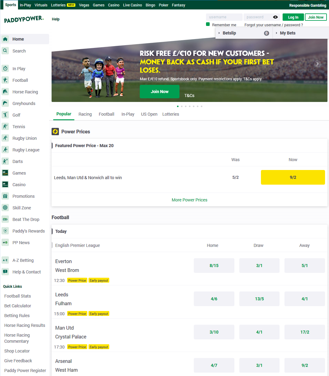 PaddyPower Screenshot